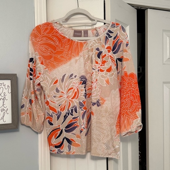 Chicos Orange Blouse - Picture 1 of 14